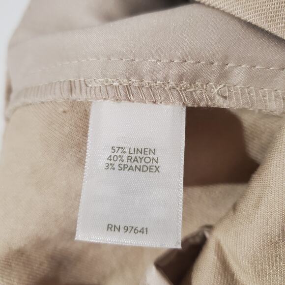 J. Jill Linen Stretch Straight Leg Crop Pants Womens Size 14 Ivory Cream Sand - Picture 9 of 11
